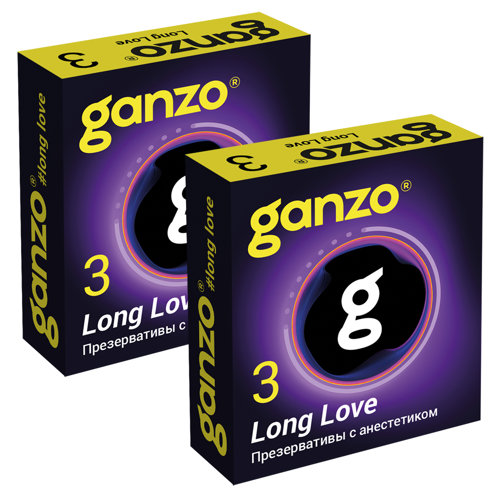 Презервативы с анестетиком для продления удовольствия Ganzo Long Love -2 пачки по 3 шт.