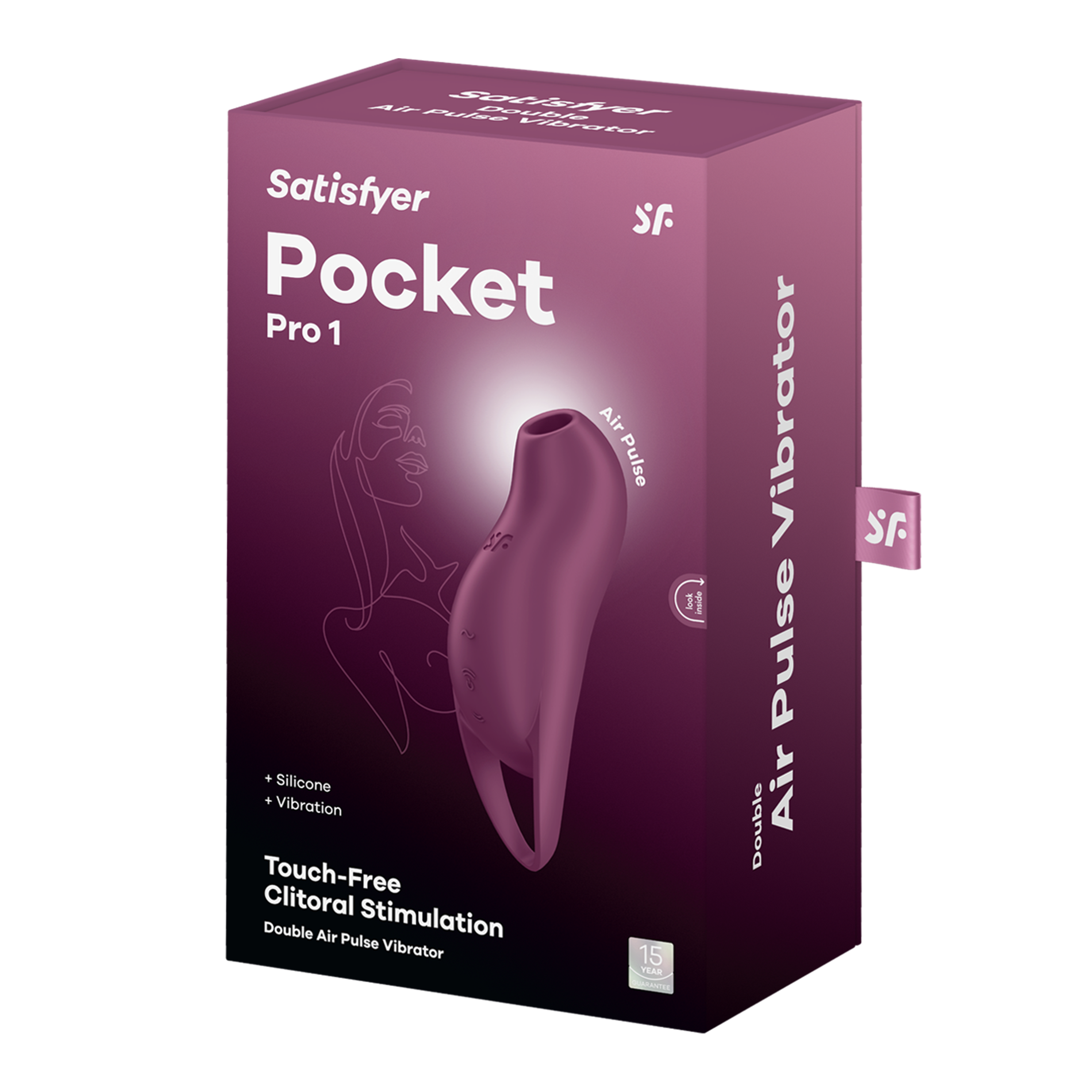 Малиновый вакуум-волновой стимулятор клитора с вибрацией Satisfyer Pocket Pro 1