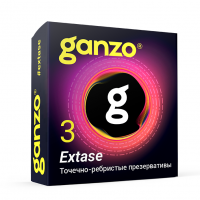 Презервативы анатомической формы с точечной и ребристой структурой Ganzo Extase - 3 шт.