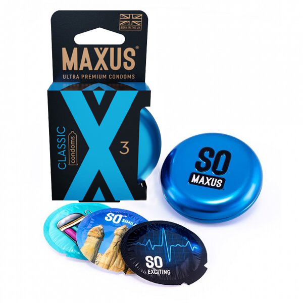 Классические презервативы в железном кейсе MAXUS Classic - 3 шт.