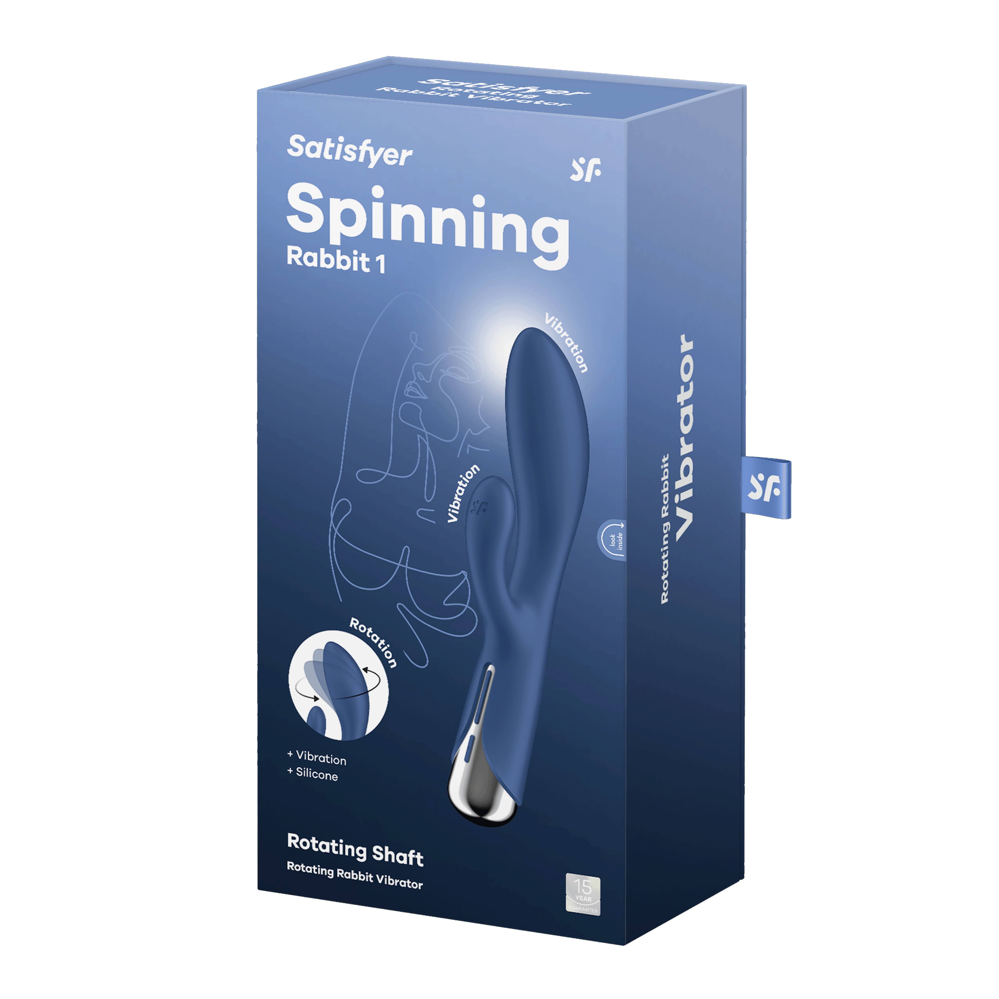 Синий вибратор-кролик с ротацией Satisfyer Spinning Rabbit 1 - 20 см.