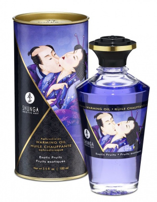 Shunga Масло интимное разогревающее массажное Экзотические фрукты Aphrodisiac Warming Oil - 100 мл.
