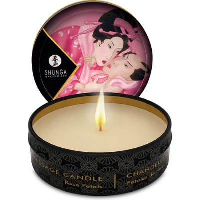 Массажная свеча Shunga Rose Petals с ароматом розы - 30 мл.