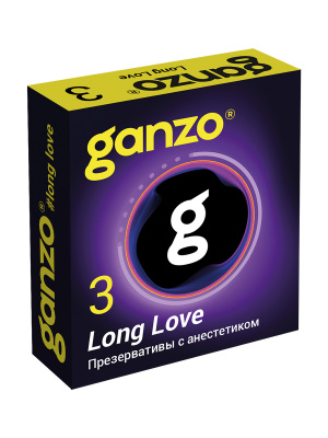 Презервативы с анестетиком для продления удовольствия Ganzo Long Love - 3 шт.