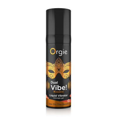 Съедобный гель Orgie Dual Vibe Kissable Sex On The Beach с эффектом вибрации и вкусом коктейля «секс на пляже» - 15 мл.